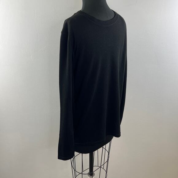 Omni Wool Mens Base Layer Top Black Long Sleeve Crewneck Shirt Thermal Size L - Picture 5 of 9